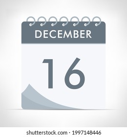 December 16 - Calendar Icon - Vector Illustration. Gray calendar.