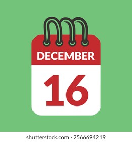 December 16 Calendar icon vector illustration.