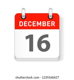 December 16 date visible on a page a day organizer calendar