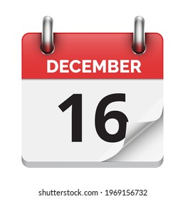 16 de diciembre calendario diario plano realista fecha de icono vectorial imagen