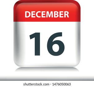 December 16 - Glossy Calendar Icon - Calendar design template - Business vector illustration.