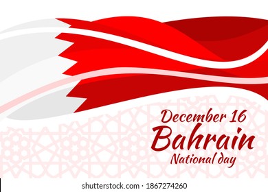 December 16. Happy National day of Bahrain Vector Illustration. Suitable for greeting card, poster and banner.