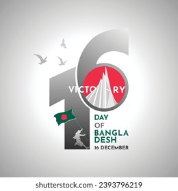 December 16, Happy Victory Day of Bangladesh design for banner, poster, and vector art.16 December Victory Day of Bangladesh poster illustration. 16 December creative idea, Social media advertising.