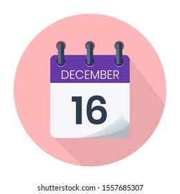 December 16. Vector Daily Calendar icon Date And Month, Day, Season