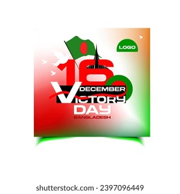 December 16, Victory Day of Bangladesh illustration poster design for banner, wallpaper, and backdrop. 16 December creative concept idea, Social media advertising. Victory Day texture background