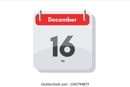 December 16th calendar icon. Day 16 of month. Vector illustration.