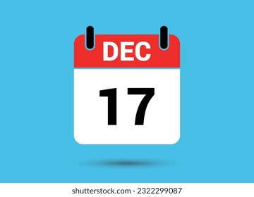 December 17 Calendar Date Flat Icon Day 17 Vector Illustration