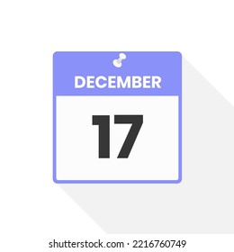 17. Dezember Kalendersymbol. Datum, Monat Kalendersymbol, Vektorgrafik