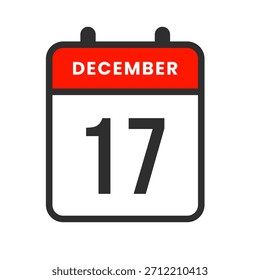 Icono del calendario del 17 de diciembre adecuado para la planificación mensual, la marcación de eventos, el seguimiento de los plazos y la configuración de recordatorios diarios.