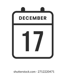 Icono del calendario del 17 de diciembre adecuado para la planificación mensual, la marcación de eventos, el seguimiento de los plazos y la configuración de recordatorios diarios.