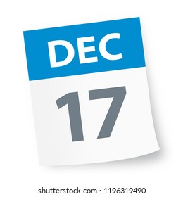 December 17 - Calendar Icon - Vector Illustration