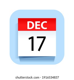 December 17. Calendar Icon. Vector Illustration.