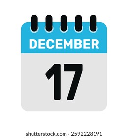 december 17 calendar icon Vector page month design