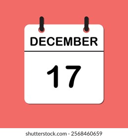 December 17. Daily Calendar icon for design. Simple design for business brochure, flyer, print media, advertisement. Easily editable.