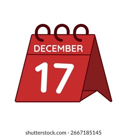 Vector del calendario del escritorio del 17 de diciembre sobre fondo blanco
Vector rojo Calendario plano icono