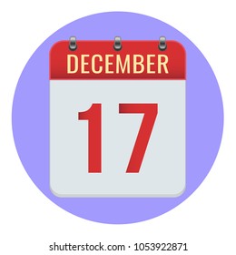 December 17. Vector flat daily calendar icon. Date and time, day, month 2018. Holiday. Season.