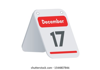 December 17th calendar icon. Day 17 of month. Vector illustration.