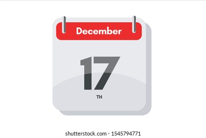 December 17th calendar icon. Day 17 of month. Vector illustration.