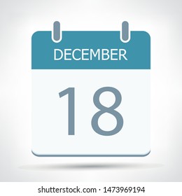 December 18 - Calendar Icon - Calendar flat design template - Business vector illustration.
