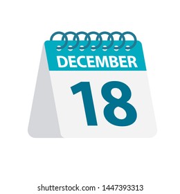 December 18 - Calendar Icon - Vector Illustration