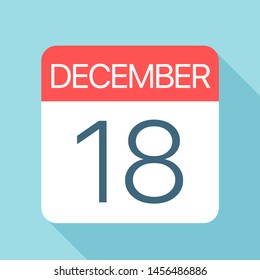 December 18 - Calendar Icon - Vector Illustration