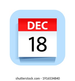 December 18. Calendar Icon. Vector Illustration.