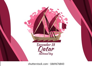 December 18, Qatar National Day Vector Illustration. Suitable for greeting card, poster and banner.