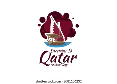 December 18, Qatar National Day Vector Illustration. Suitable for greeting card, poster and banner.