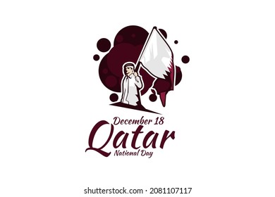 December 18, Qatar National Day Vector Illustration. Suitable for greeting card, poster and banner.
