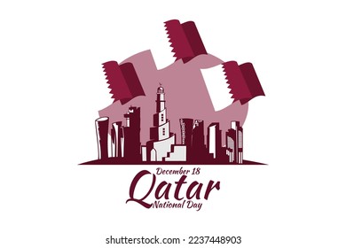 December 18, Qatar National Day Vector Illustration. Suitable for greeting card, poster and banner.