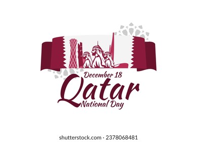 December 18, Qatar National Day Vector Illustration. Suitable for greeting card, poster and banner.
