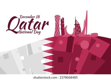 December 18, Qatar National Day Vector Illustration. Suitable for greeting card, poster and banner.