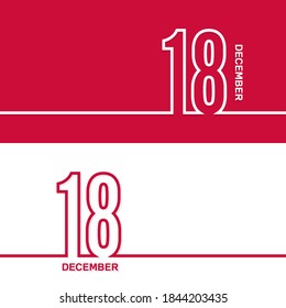 December 18. Set of vector template banners for calendar, event date.