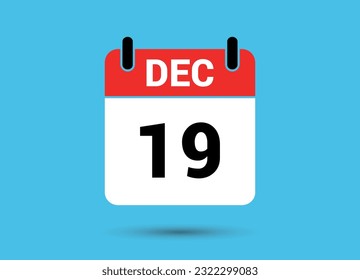 December 19 Calendar Date Flat Icon Day 19 Vector Illustration