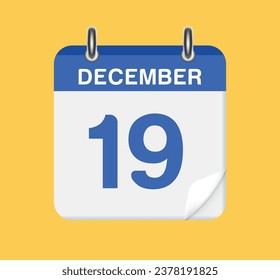 December 19. Calendar date.  A leaf of the flip calendar.
