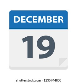 December 19 - Calendar Icon - Vector Illustration