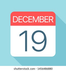 December 19 - Calendar Icon - Vector Illustration