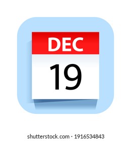 December 19. Calendar Icon. Vector Illustration.