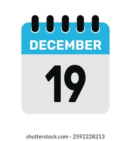 december 19 calendar icon Vector page month design