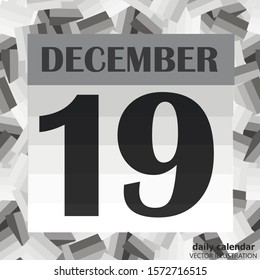 December 19 icon. For planning important day. Banner for holidays and special days. Nineteenth of december icon. Vector Illustration in black and white colors.