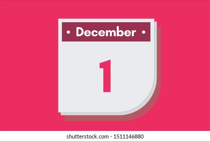 December 1st Calendar Icon. Day 1 Of Month. Vector Illustration.