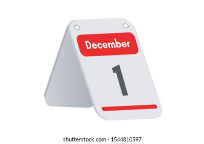 December 1st calendar icon. Day 1 of month. Vector illustration.
