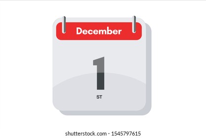 December 1st calendar icon. Day 1 of month. Vector illustration.