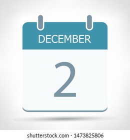 December 2 - Calendar Icon - Calendar flat design template - Business vector illustration.