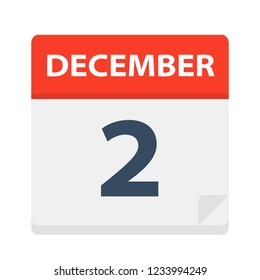 December 2 - Calendar Icon - Vector Illustration