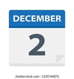 December 2 - Calendar Icon - Vector Illustration