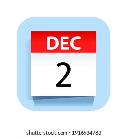December 2. Calendar Icon. Vector Illustration.