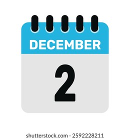 december 2 calendar icon Vector page month design