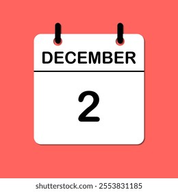 December 2. Daily Calendar icon for design. Simple design for business brochure, flyer, print media, advertisement. Easily editable.