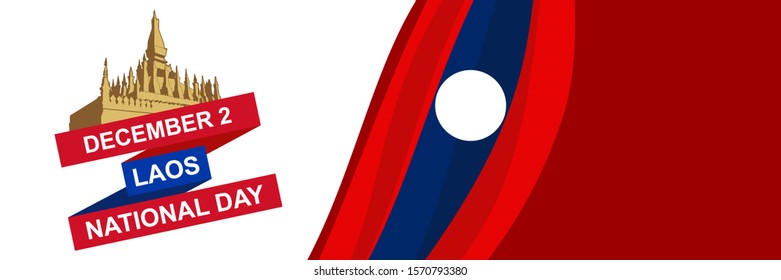 December 2, National Day of Laos eith national landmark vector illustration. Suitable for greeting card, poster and banner. 